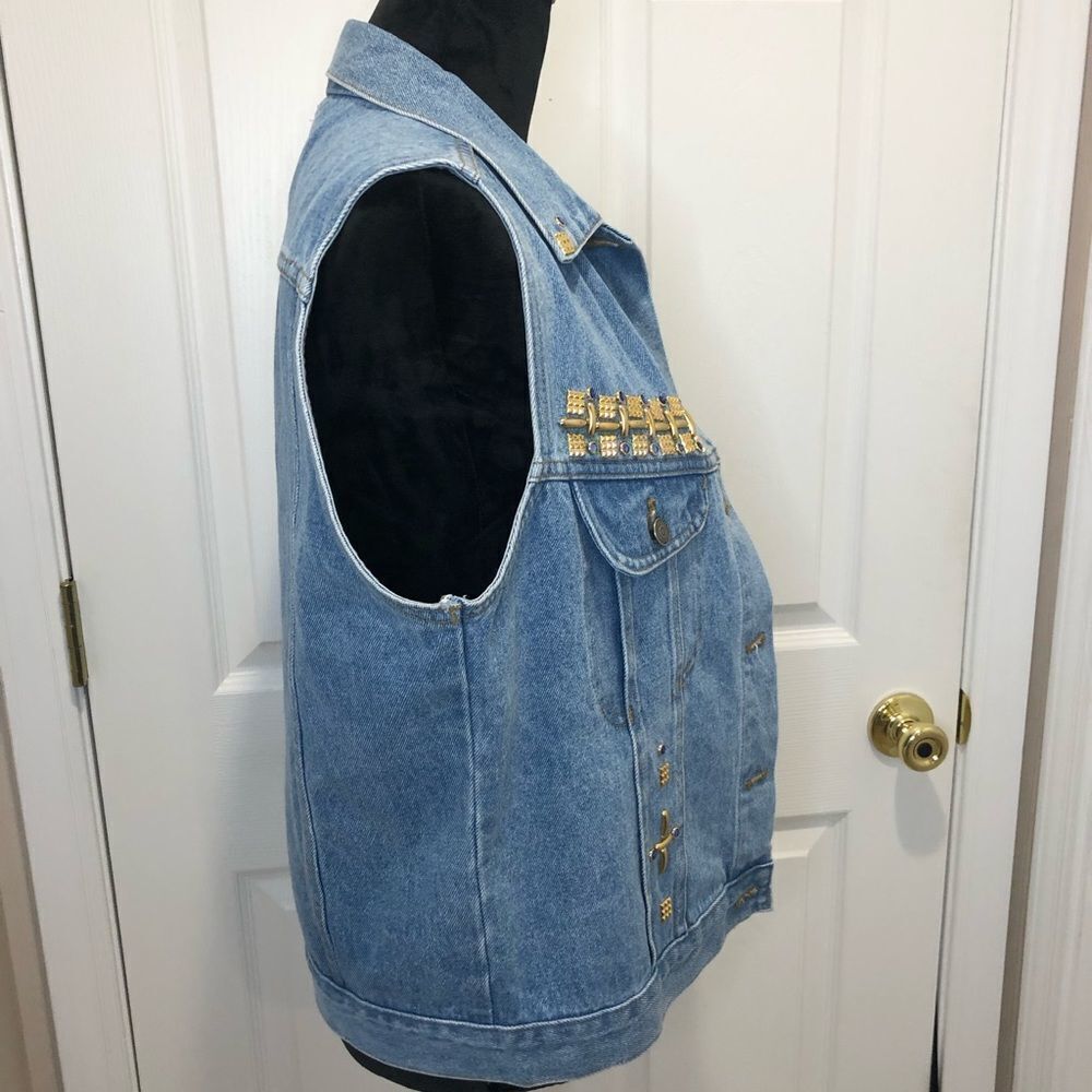 Vintage Boom Boom Classic Original gold studded denim vest - Picture 8 of 11
